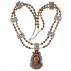 James Martin Navajo Sterling cat's eye pendant on beaded necklace - Estate Fresh Austin