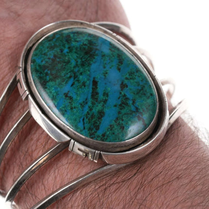 James Shay Navajo Sterling Chrysocolla cuff bracelet - Estate Fresh Austin