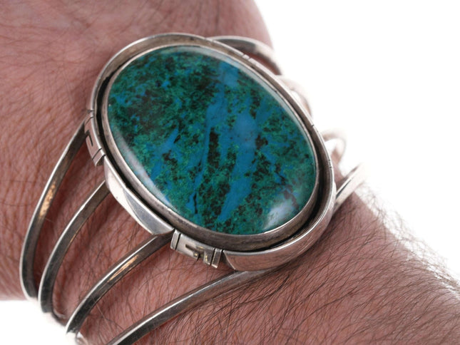 James Shay Navajo Sterling Chrysocolla cuff bracelet - Estate Fresh Austin