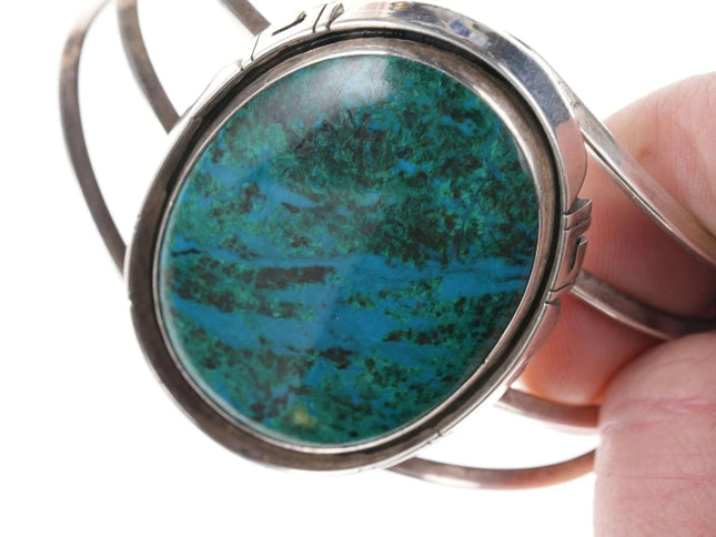James Shay Navajo Sterling Chrysocolla cuff bracelet - Estate Fresh Austin