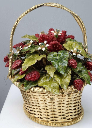 Jane Hutcheson Fleurs des Siecles Strawberry Basket with Jewel flowers - Estate Fresh Austin