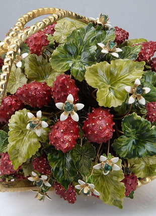 Jane Hutcheson Fleurs des Siecles Strawberry Basket with Jewel flowers - Estate Fresh Austin