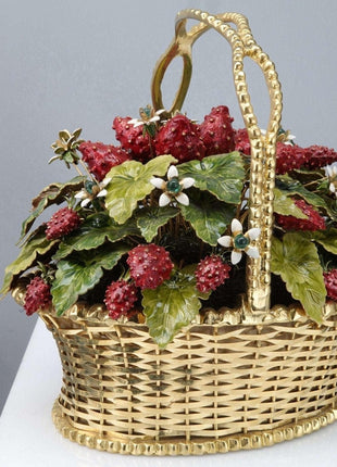 Jane Hutcheson Fleurs des Siecles Strawberry Basket with Jewel flowers - Estate Fresh Austin