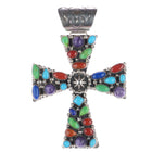 Janet Jake Navajo Sterling Charoite, Gaspeite, Turquoise, coral cross pendant - Estate Fresh Austin