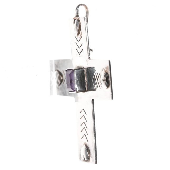 JB Southwestern sterling amethyst hearts cross pendant - Estate Fresh Austin
