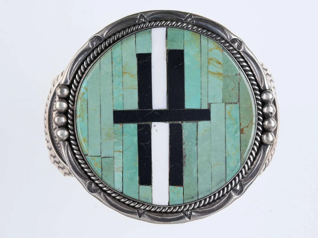 7" Jeanette Dale Navajo Sterling channel inlay cuff bracelet - Estate Fresh Austin