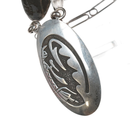 Jerome Begay Navajo Overlay Style Sterling Conchos necklace - Estate Fresh Austin