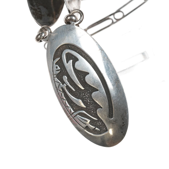 Jerome Begay Navajo Overlay Style Sterling Conchos necklace - Estate Fresh Austin