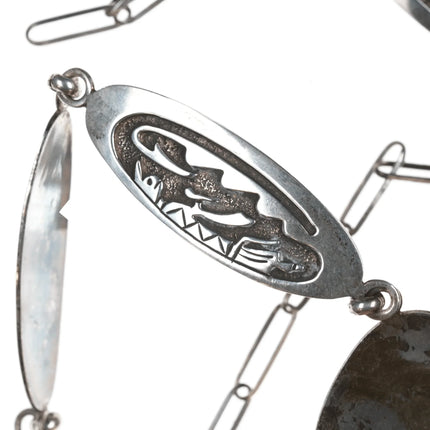 Jerome Begay Navajo Overlay Style Sterling Conchos necklace - Estate Fresh Austin