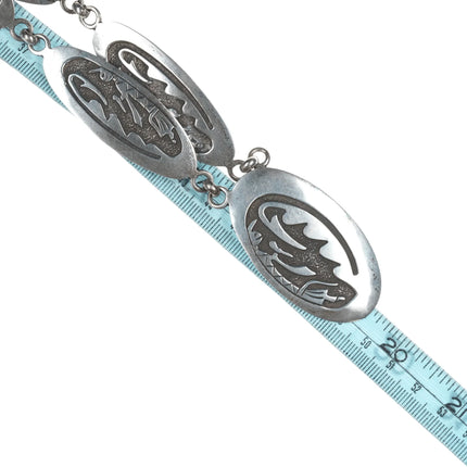 Jerome Begay Navajo Overlay Style Sterling Conchos necklace - Estate Fresh Austin