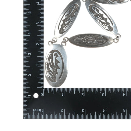 Jerome Begay Navajo Overlay Style Sterling Conchos necklace - Estate Fresh Austin