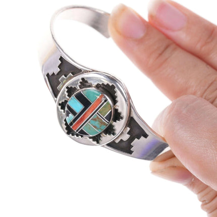 Jerry Cowboy Navajo Sterling silver Multi-stone channel inlay bracelet - Estate Fresh Austin