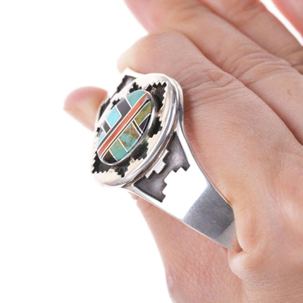 Jerry Cowboy Navajo Sterling silver Multi-stone channel inlay bracelet - Estate Fresh Austin