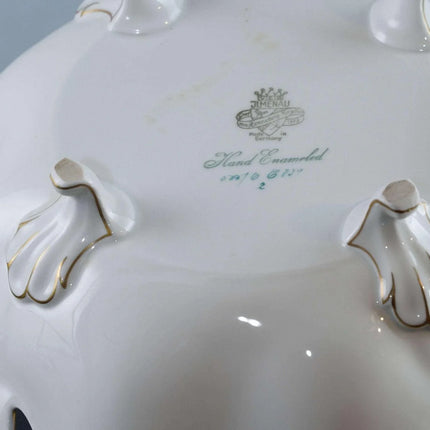 JL Menau Graf Von Hennebert Porzellan Echt Reticulated footed hand enameled porc - Estate Fresh Austin