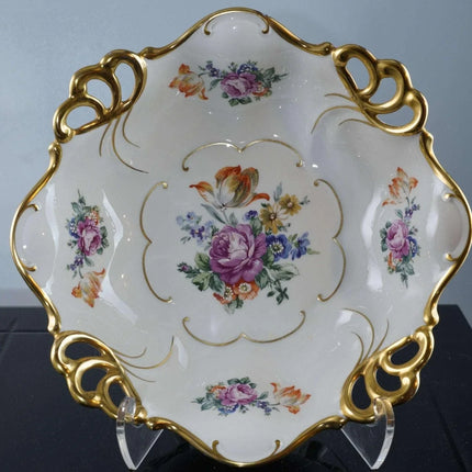 JL Menau Graf Von Hennebert Porzellan Echt Reticulated footed hand enameled porc - Estate Fresh Austin