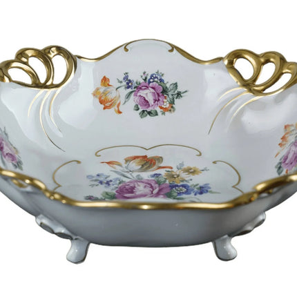 JL Menau Graf Von Hennebert Porzellan Echt Reticulated footed hand enameled porc - Estate Fresh Austin