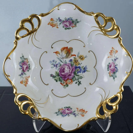 JL Menau Graf Von Hennebert Porzellan Echt Reticulated footed hand enameled porc - Estate Fresh Austin