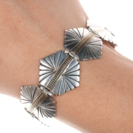 Joe Delgarito Navajo sterling/14k 6.75"-8" Adjustable link bracelet - Estate Fresh Austin