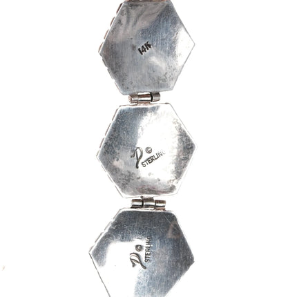 Joe Delgarito Navajo sterling/14k 6.75"-8" Adjustable link bracelet - Estate Fresh Austin