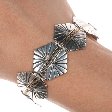 Joe Delgarito Navajo sterling/14k 6.75"-8" Adjustable link bracelet - Estate Fresh Austin