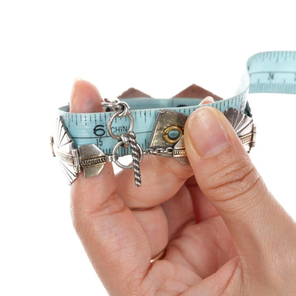 Joe Delgarito Navajo sterling/14k 6.75"-8" Adjustable link bracelet - Estate Fresh Austin