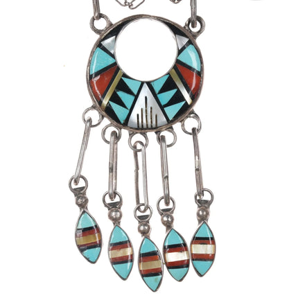 John and Rosalie Bowannie Zuni Sterling multi-stone intarsia inlay necklace - Estate Fresh Austin