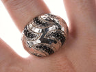 John Hardy Paulu Macan Black Sapphire/Sterling Hammered finish ring - Estate Fresh Austin