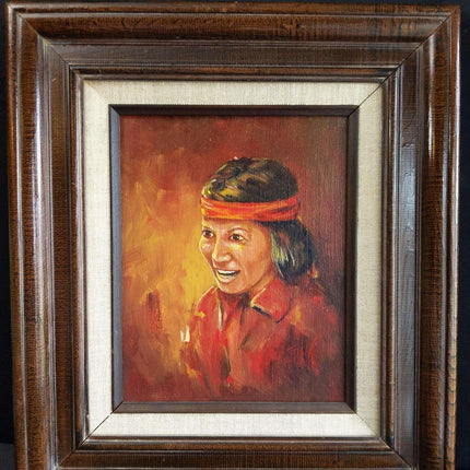 John Jones (American b. 1943) Native American Oil On Canvas Portrait - Estate Fresh Austin