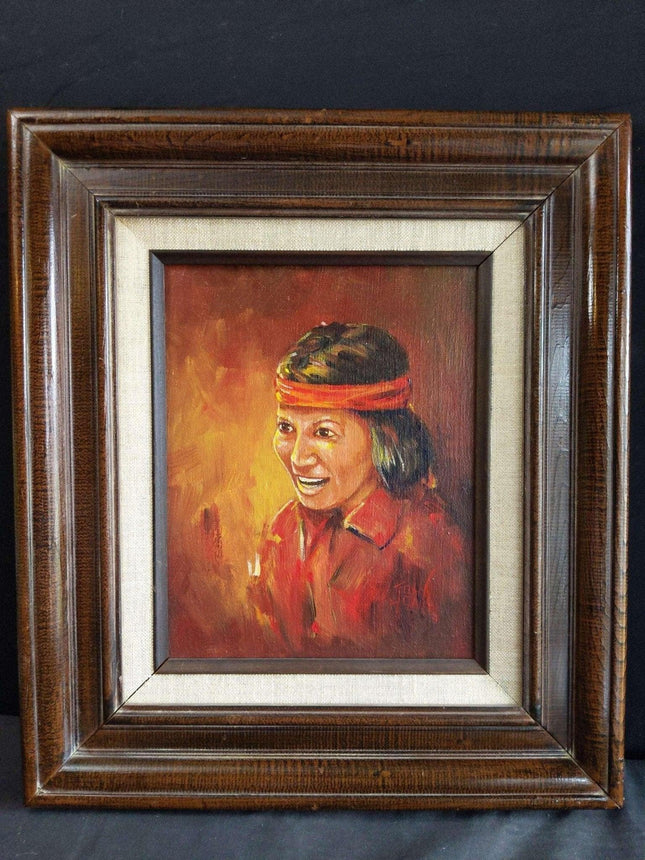 John Jones (American b. 1943) Native American Oil On Canvas Portrait - Estate Fresh Austin