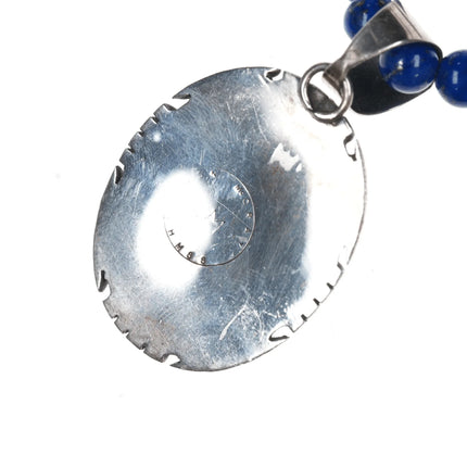 John McCray Navajo sterling and Lapis beaded necklace/pendant - Estate Fresh Austin
