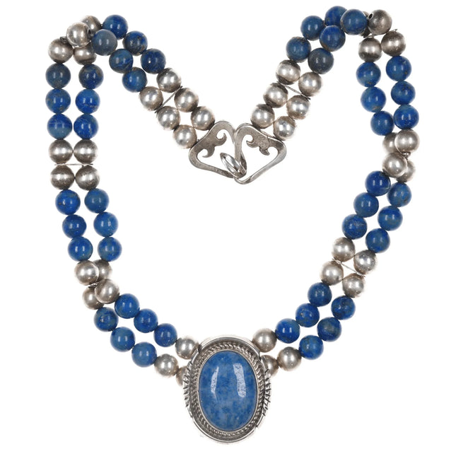 John McCray Navajo Sterling denim lapis choker necklace - Estate Fresh Austin