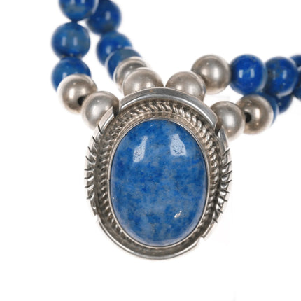 John McCray Navajo Sterling denim lapis choker necklace - Estate Fresh Austin