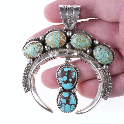 John Nelson Navajo Sterling and ber-Burnham turquoise pendant - Estate Fresh Austin