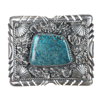 John Nelson Navajo sterling and turquoise belt buckle - Estate Fresh Austin