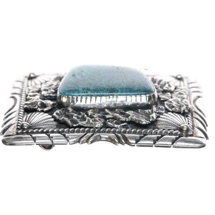 John Nelson Navajo sterling and turquoise belt buckle - Estate Fresh Austin