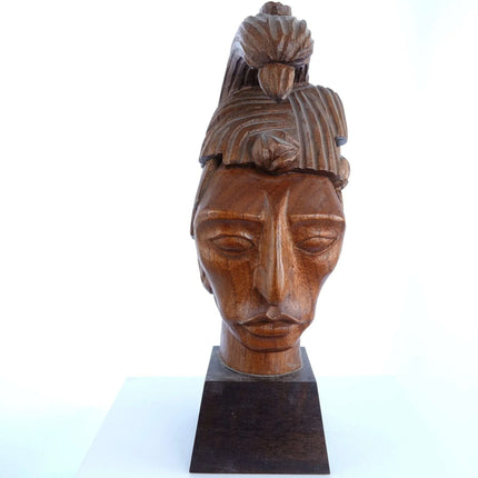 Jose Pinal (1913-1983) Carved Aztec Warrior Figure listed Mexican Artist 11" - Estate Fresh Austin