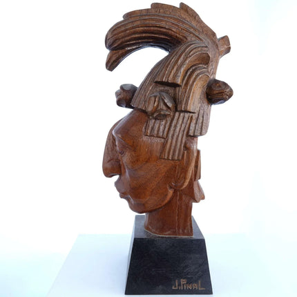 Jose Pinal (1913-1983) Carved Aztec Warrior Figure listed Mexican Artist 11" - Estate Fresh Austin