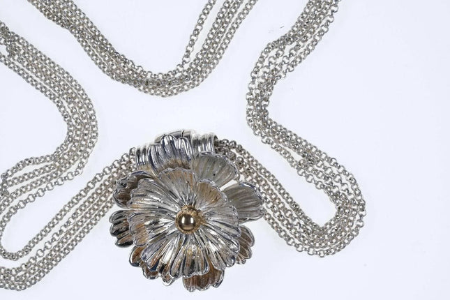 Joseph Esposito Sterling Multistrand floral pendant necklace - Estate Fresh Austin