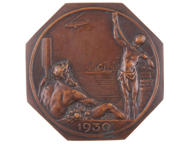 Josuë Dupon (Belgian, 1864-1935) Art deco universal exposition Anvers 1930 medal - Estate Fresh Austin