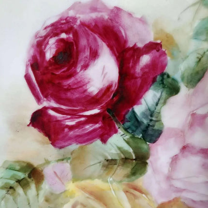 JPL Limoges Porcelain Plaque Jean Pouyat C.1900 Artist Signed 18" With Roses an - Estate Fresh Austin