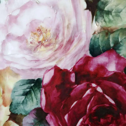 JPL Limoges Porcelain Plaque Jean Pouyat C.1900 Artist Signed 18" With Roses an - Estate Fresh Austin