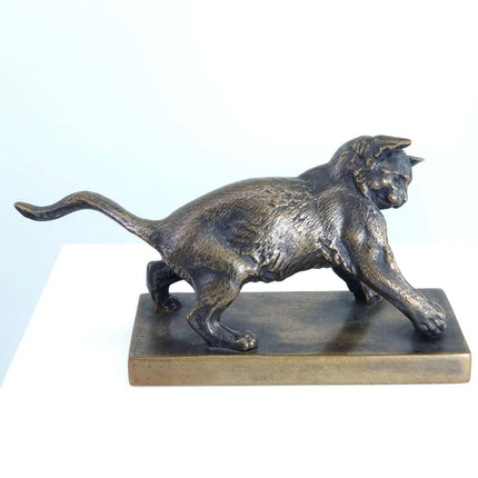 Julius Heinrich HAHNEL (1823-1909) Bronze Playful Cat - Estate Fresh Austin