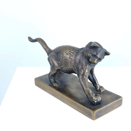 Julius Heinrich HAHNEL (1823-1909) Bronze Playful Cat - Estate Fresh Austin