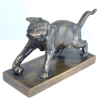 Julius Heinrich HAHNEL (1823-1909) Bronze Playful Cat - Estate Fresh Austin