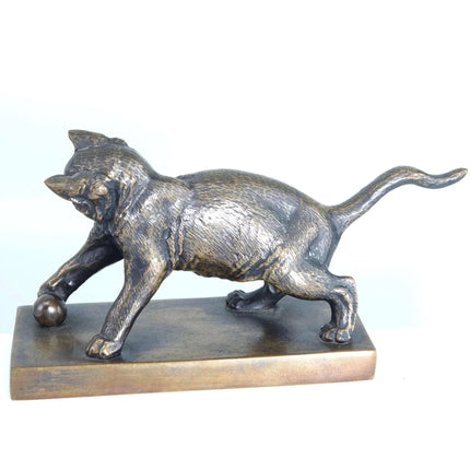 Julius Heinrich HAHNEL (1823-1909) Bronze Playful Cat - Estate Fresh Austin