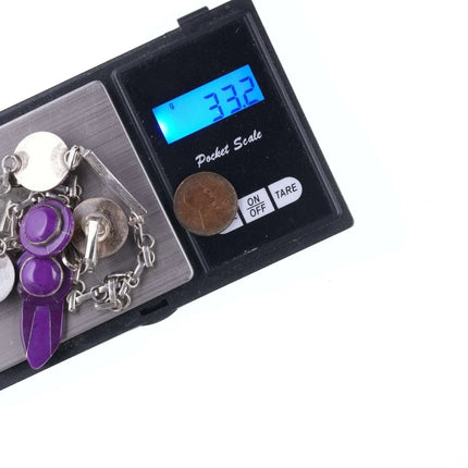 Julius Manuelito Southwestern Sterling purple stone channel inlay necklace and e - Estate Fresh Austin