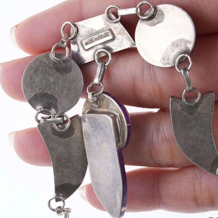 Julius Manuelito Southwestern Sterling purple stone channel inlay necklace and e - Estate Fresh Austin