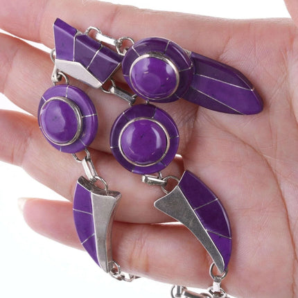 Julius Manuelito Southwestern Sterling purple stone channel inlay necklace and e - Estate Fresh Austin