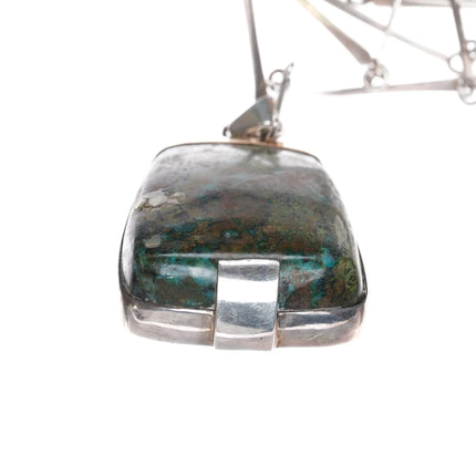 Karl Heinz Stittgen (1930 - 2023) 18k/Sterling chrysocolla pendant/necklace - Estate Fresh Austin