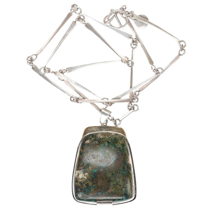 Karl Heinz Stittgen (1930 - 2023) 18k/Sterling chrysocolla pendant/necklace - Estate Fresh Austin